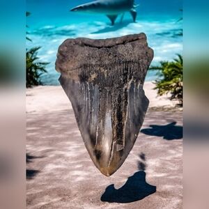 Otodus Megalodon Black Fossilized Shark Tooth 4.25